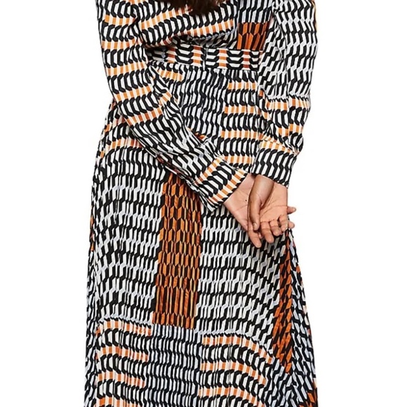 Mango Black and Orange Long Sleeve Dress - Picture 4 of 8